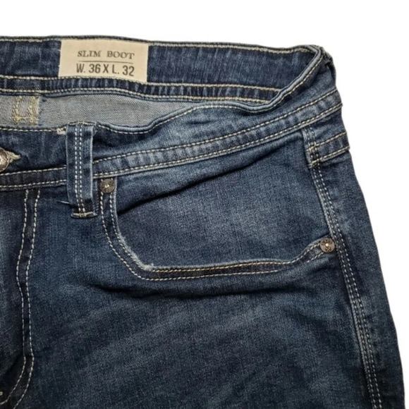 TK Axel Slim Boot Jeans 36x32 Faux Flap Back Pocket Strecth AXM80056 Eaton - Picture 6 of 12